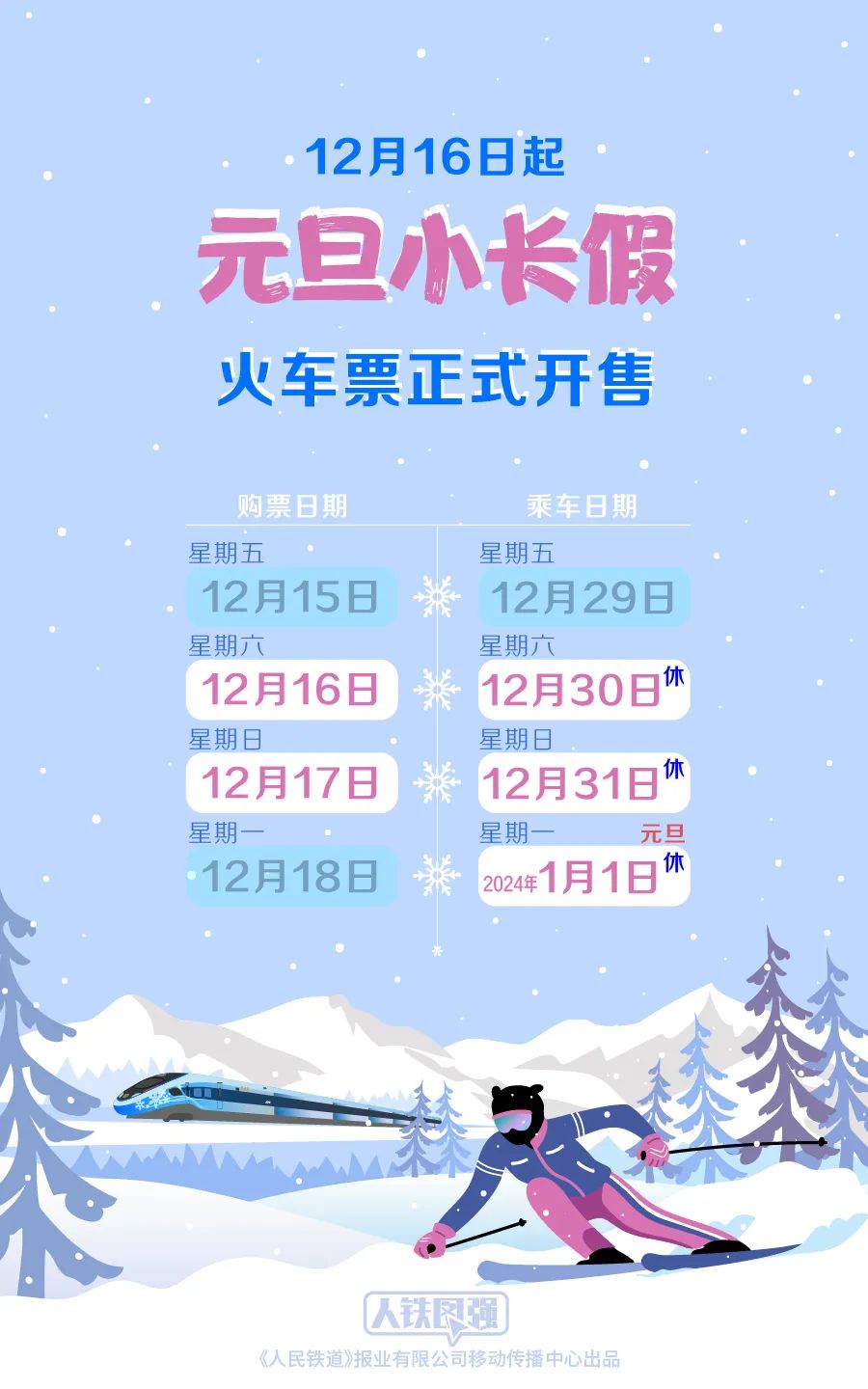 耀世官方：元旦小长假火车票即将开售！12月16日起可购票